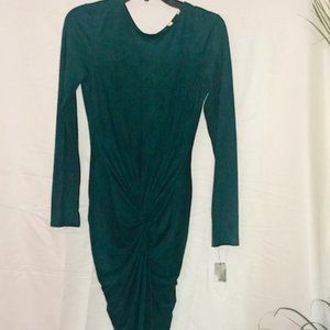 Midi Teal Suede Ruched Dress